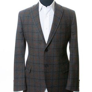 Luigi Bianchi Mantova Grey Check Loro Piana Silk Cashmere Blazer